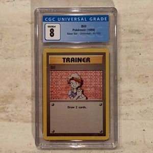 Pokemon 1999 Bill Trainer 91/102 Base Set CGC 8 TCG #91